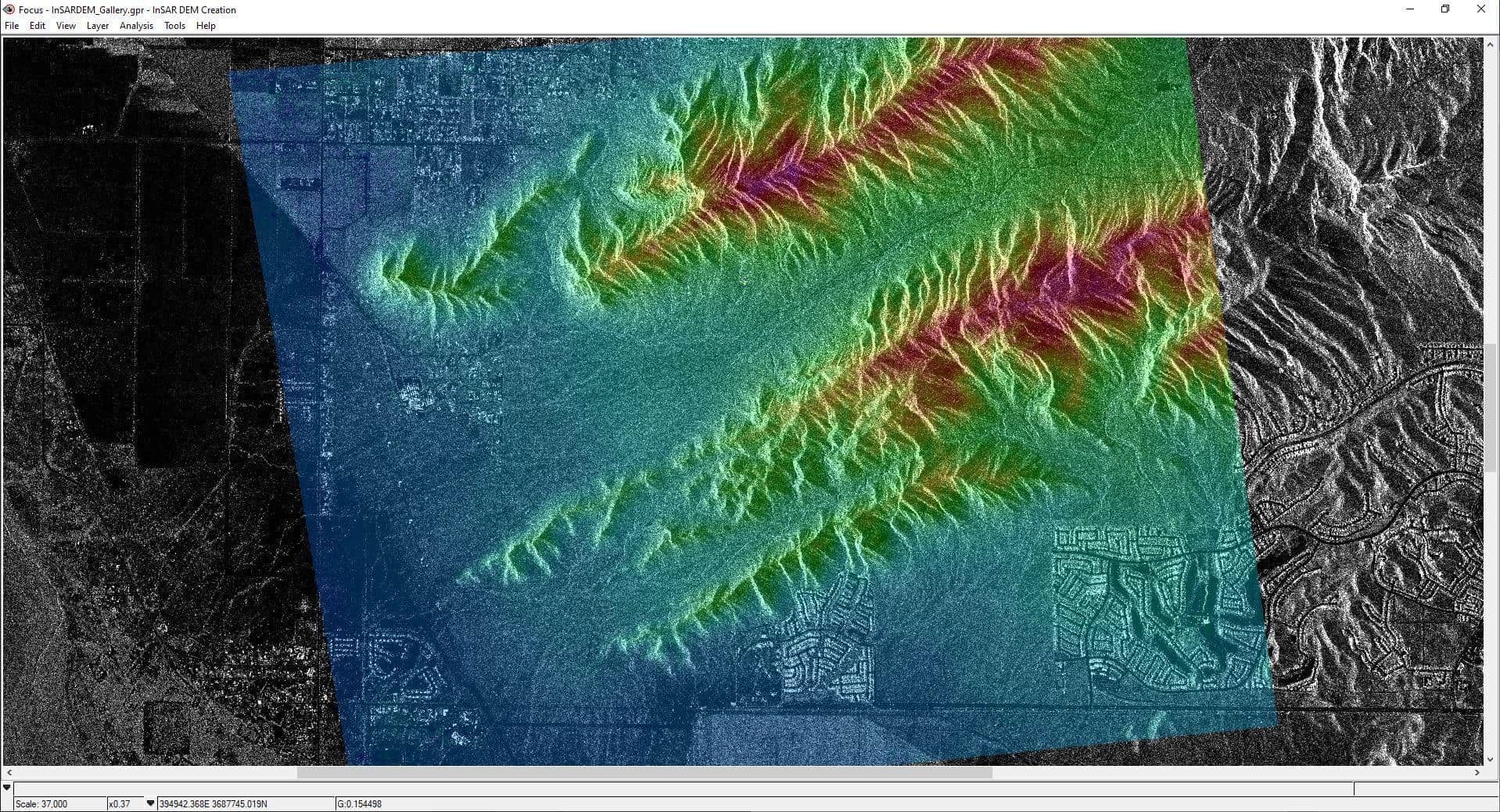 Focus: InSAR DEM over SAR amplitude