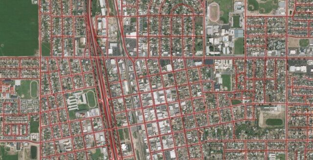 Orthorectified imagery aligned to road centre lines