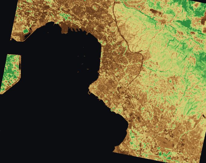 Thessaloniki and surrounding fields, index map: EVI