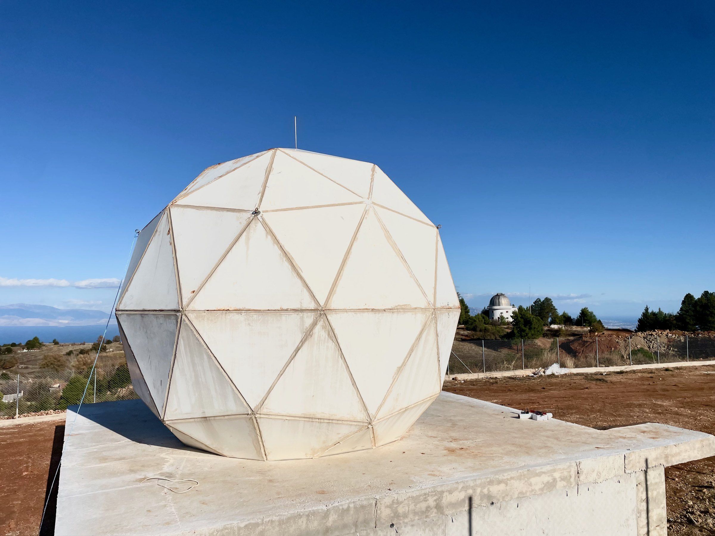 Radome of the 2.4 m antenna at Kryoneri