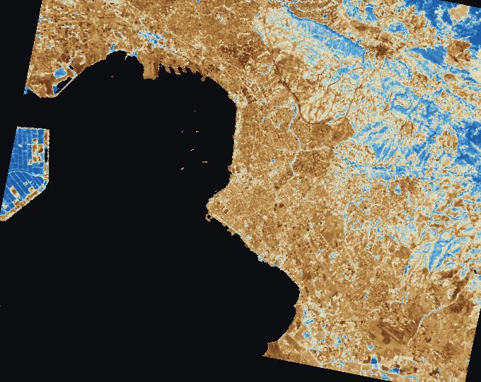 Thessaloniki and surrounding fields, index map: NDMI