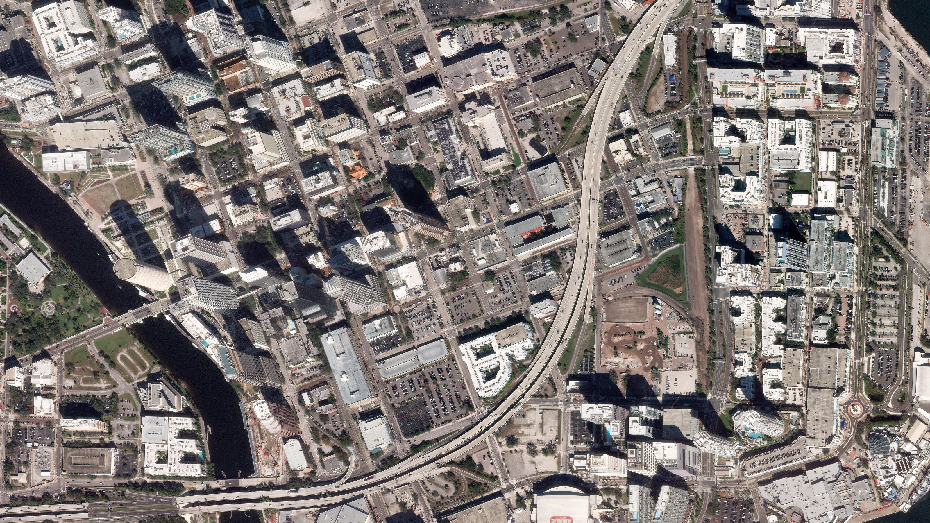 City centre with highway interchange, optical