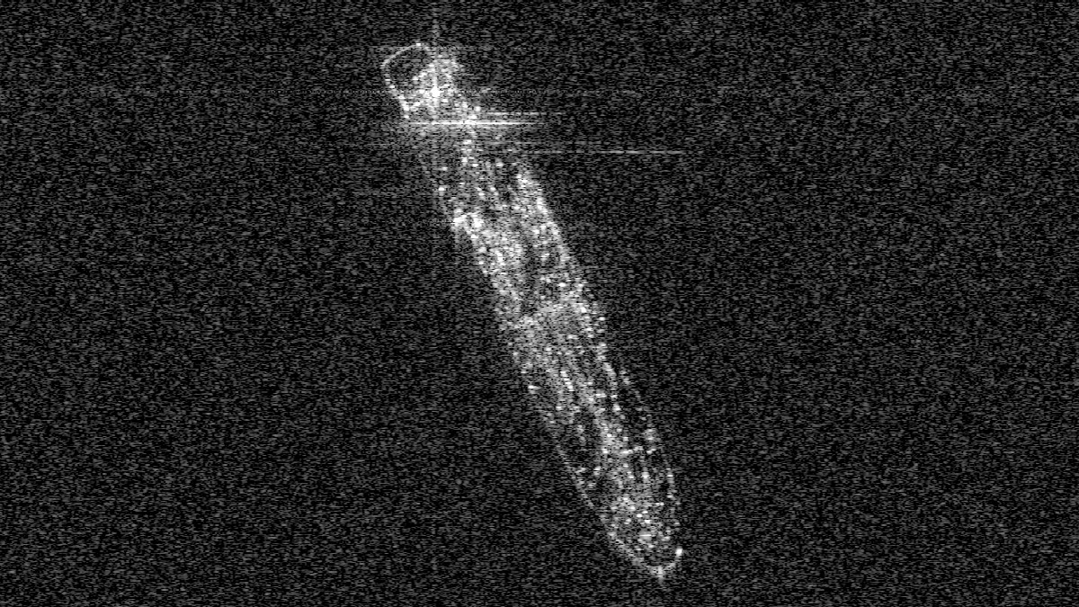Ship at anchor, X-band spotlight, 2 s